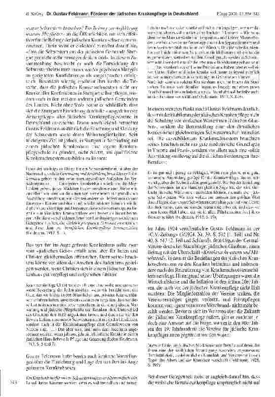 Vorschauseite 5: Dr. Gustav Feldmann (1872-1947) - ein Förderer der jüdischen Krankenpflege in Deutschland