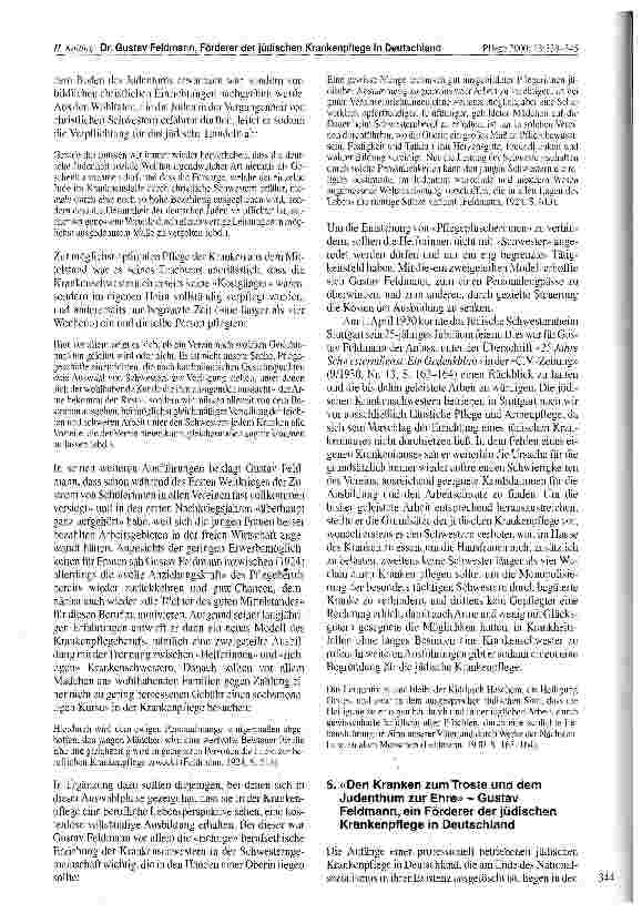 Vorschauseite 6: Dr. Gustav Feldmann (1872-1947) - ein Förderer der jüdischen Krankenpflege in Deutschland