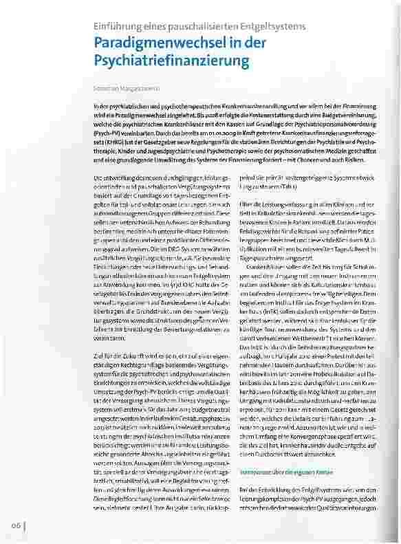Vorschauseite 1: Paradigmenwechsel in der Psychiatriefinanzierung