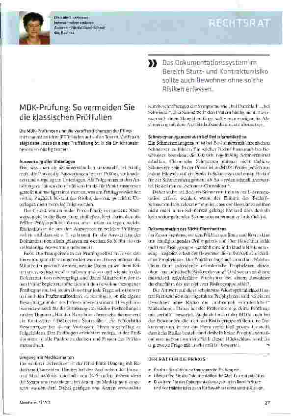 Vorschauseite 1: MDK-Prüfung: So vermeiden Sie die klassischen Prüffallen