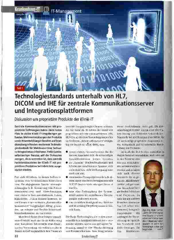 Vorschauseite 1: Technologiestandards unterhalb von HL7, DICOM und IHE für zentrale Kommunikationsserverund Integrationsplattformen