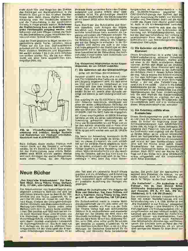 Vorschauseite 3: Die besonderen Aufgaben der Schwester in der Orthopädie 14. Folge: Die Streckbehandlung, ihre speziellen Formen u. Techniken