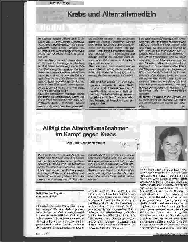 Vorschauseite 1: Krebs und Alternativmedizin Alltägliche Alternativmaßnahmen im Kampf gegen Krebs