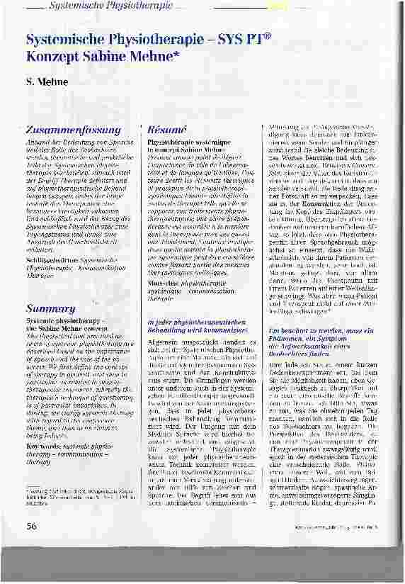 Vorschauseite 1: Systemische Physiotherapie - SYS PT® Konzept Sabine Mehne