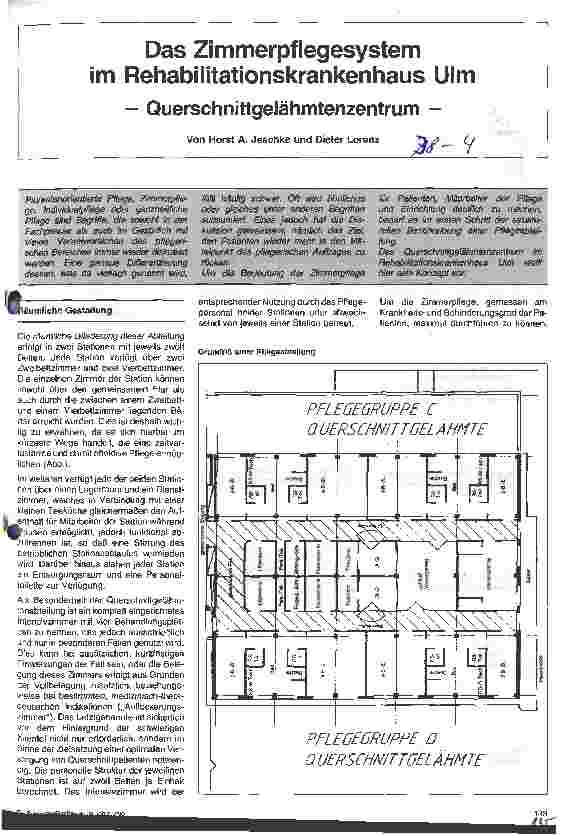 Vorschauseite 1: Das Zimmerpflegesystem im Rehabilitationskrankenhaus Ulm - Querschnittgelähmtenzentrum -