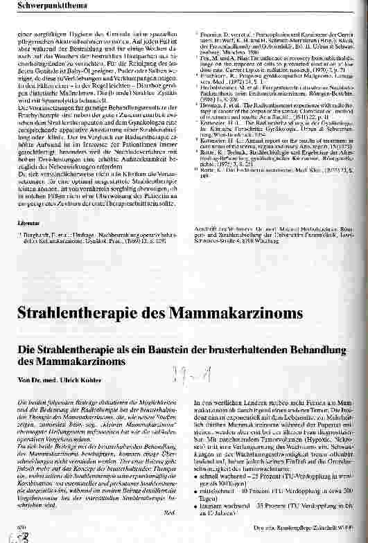 Vorschauseite 1: Strahlentherapie des Mammakarzinoms - Die Strahlentherapie als ein Baustein der brusterhaltenden Behandlung des Mammakarzinoms