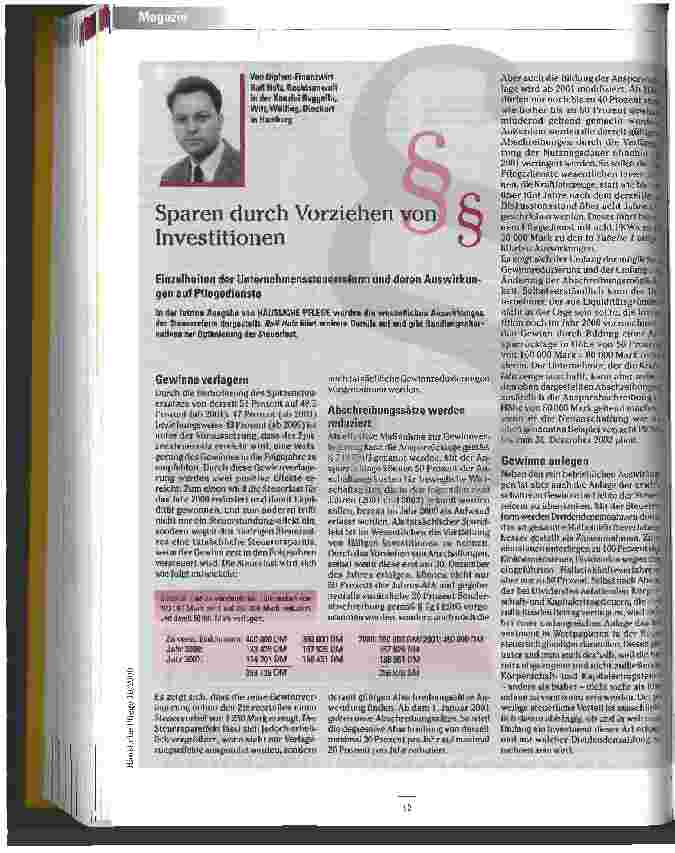 Vorschauseite 1: Sparen durch Vorziehen von Inverstitionen