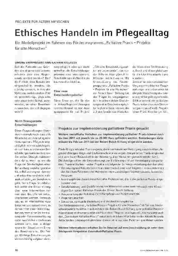 Vorschauseite 1: Ethisches Handeln im Pflegealltag