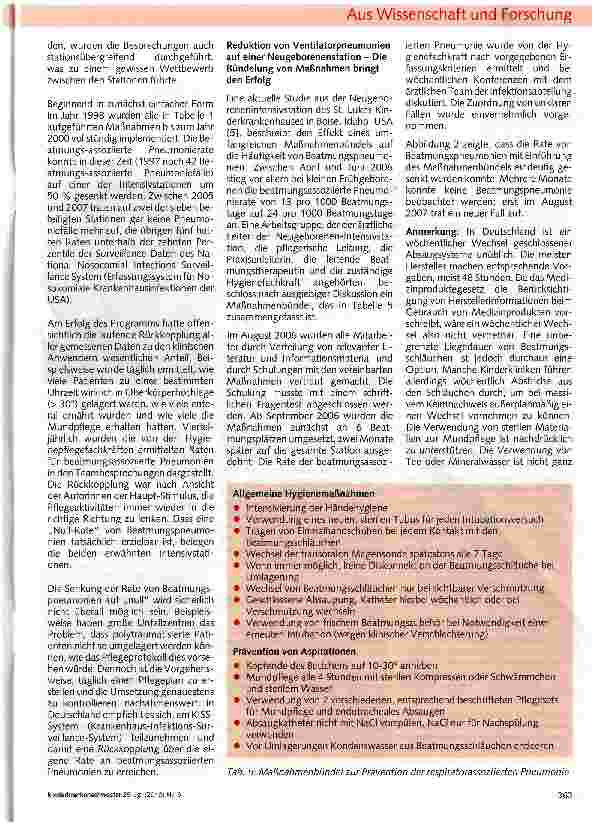 Vorschauseite 5: Präventive Maßnahmen gegen die Respiratorpneumonie