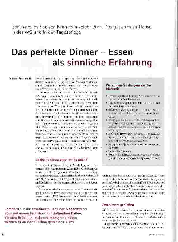 Vorschauseite 1: Das perfekte Dinner- Essen als sinnliche Erfahrung