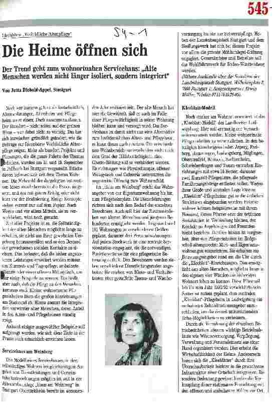 Vorschauseite 1: Ideenbörse Vorbildliche Altenpflege: Die Heime öffnen sich Der Trend geht zum wohnortnahen Servicehaus