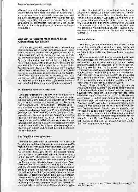Vorschauseite 4: Krankenhausseelsorge - ihr Selbstverständnis, ihr Anliegen und ihre Möglichkeiten