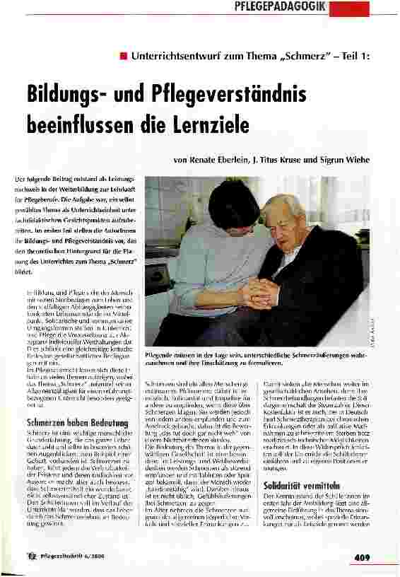 Vorschauseite 1: Bildungsund Pflegeverständnis beeinflussen die Lernziele