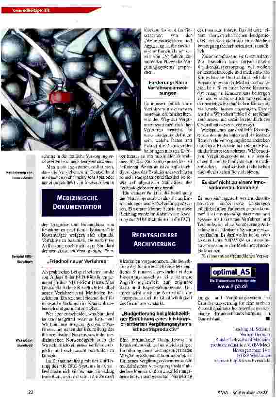Vorschauseite 3: Für ein innovationsfreundliches Versorgungsund Vergütungssystem Diskussionsforum DRG: BVMed zu Auswirkungen des neuen Vergütungssystems