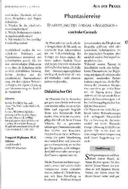 Vorschauseite 1: Phantasiereise Bearbeitung des Themas Aggression