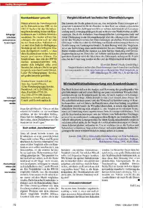 Vorschauseite 3: Das Ende der schwarzen Schafe Dienstleistungen: Anbieter werden gebenchmarkt