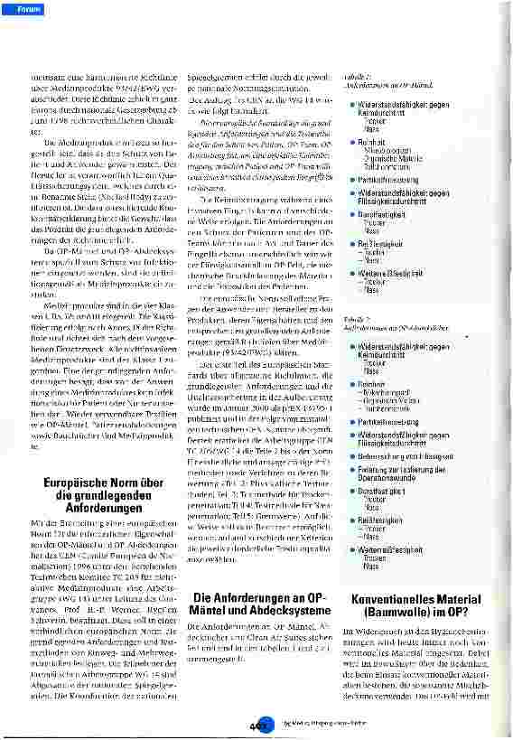 Vorschauseite 2: OP-Mäntel und OP-Abdeckmaterialien Der neue harmonisierte europäische Standard - ein Update
