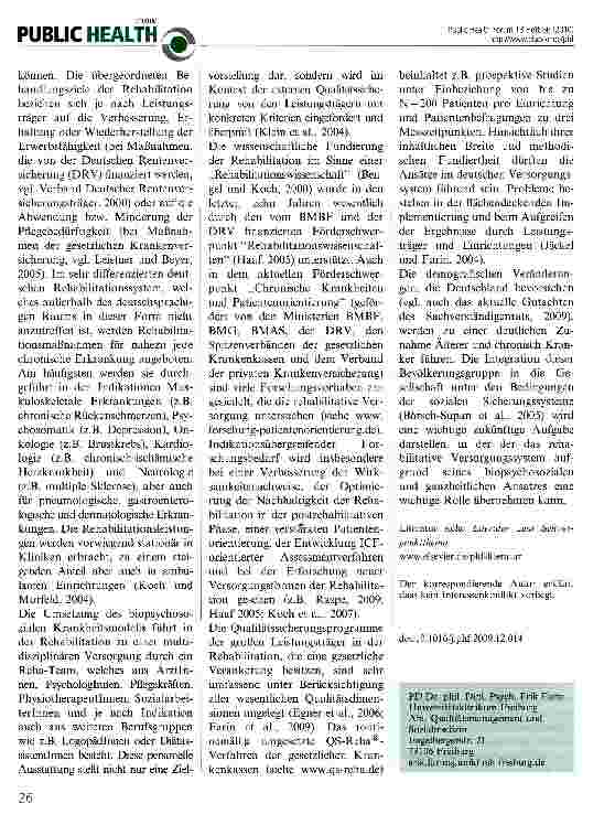 Vorschauseite 2: Die Bedeutung der Rehabilitation für die Versorgung chronisch Kranker