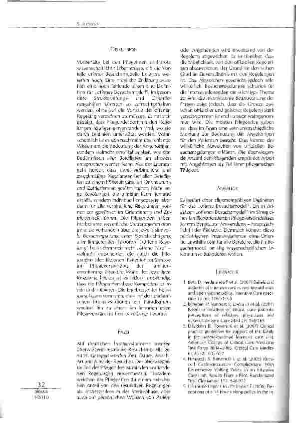Vorschauseite 4: ANGEHÖRIGE AUF DER INTENSIVSTATION BESUCHSREGELUNGEN