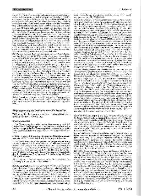 Vorschauseite 1: Eingruppierung als Oberarzt nach TV-Ärzte/TdL