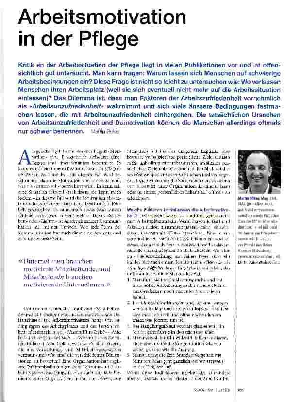 Vorschauseite 1: Arbeitsmotivation in der Pflege