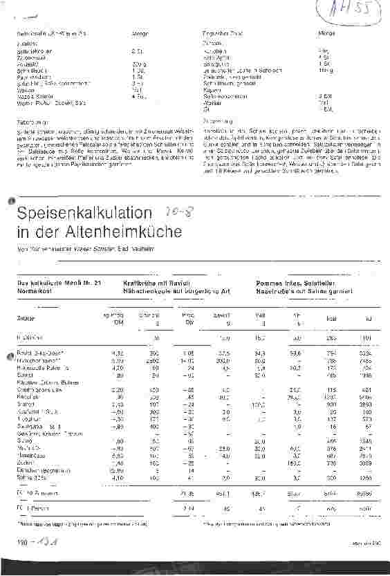 Vorschauseite 1: Speisenkalkulation in der Altenheimküche