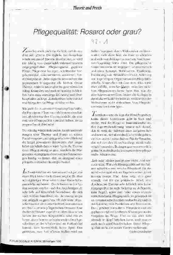 Vorschauseite 1: Pflegequalität: Rosarot oder grau?