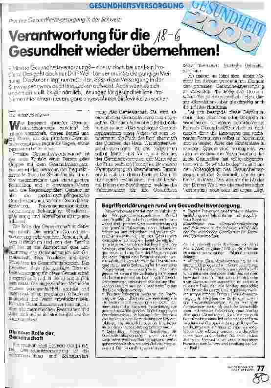 Vorschauseite 1: Verantwortung für die Gesundheit wieder übernehmen