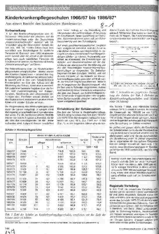Vorschauseite 1: Kinderkrankenpflegeschulen 1966/67 bis 1986/87