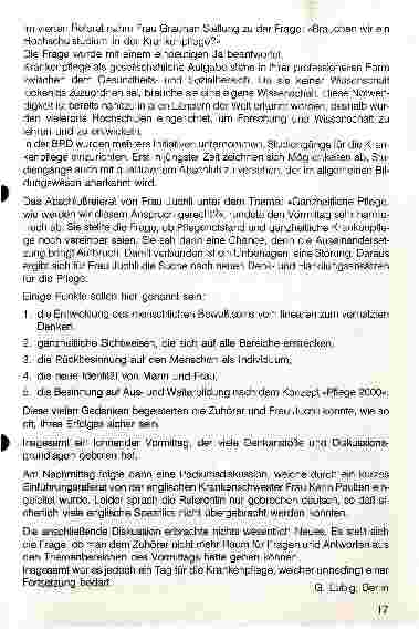 Vorschauseite 3: Bericht über das 1. Berliner Krankenpflegesymposium