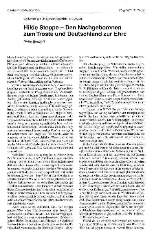 Vorschauseite 1: Hilde Steppe zum Gedenken Belebte Geschichte
