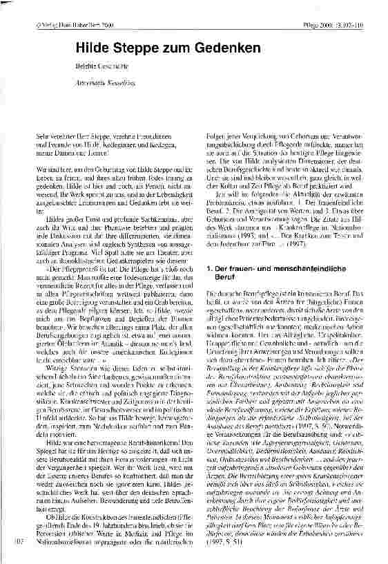 Vorschauseite 3: Hilde Steppe zum Gedenken Belebte Geschichte