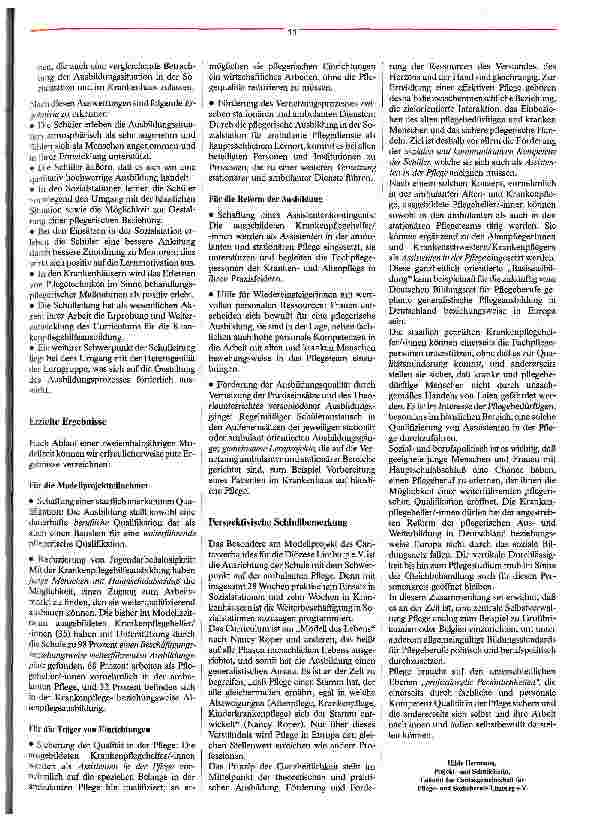 Vorschauseite 4: Ein Modellprojekt macht Schule Pflegehilfeausbildung im ambulanten Bezugspflegesystem