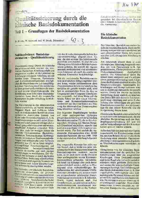 Vorschauseite 1: Qualitätssicherung durch die klinische Basisdokumentation Teil 1 - Grundlagen der Basisdokumentation