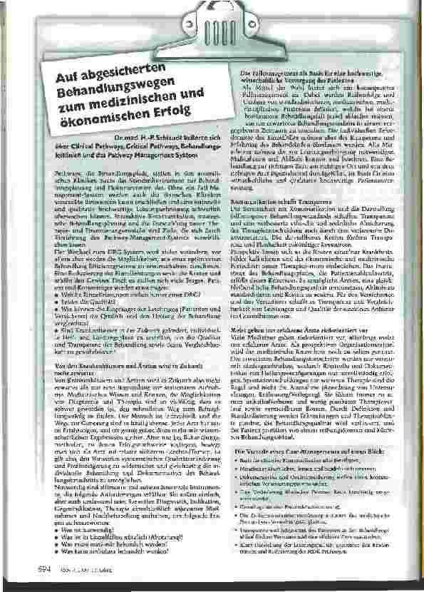 Vorschauseite 1: Auf abgesicherten Behandlungswegen zum medizinischen und ökonomischen Erfolg