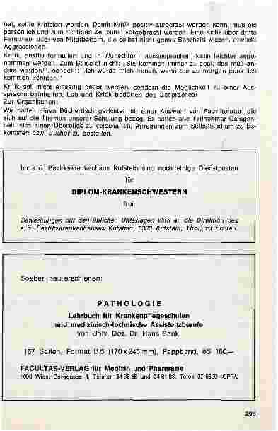 Vorschauseite 4: Innerbetriebliche Fortbildung für diplomiertes Pflegepersonal und Sanitätshilfsdienste im LKH. Feldbach 1980