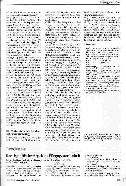 Vorschauseite 1: Berufspolitische Aspekte: Pflegegewerkschaft