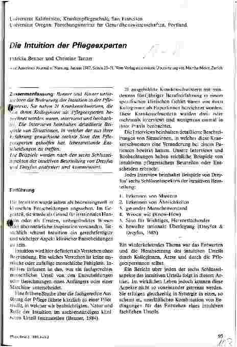 Vorschauseite 1: Die Intuition der Pflegeexperten