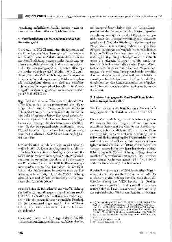 Vorschauseite 3: Rechtsmittel gegen die Veröffentlichung von fehlerhaften Transparenzberichten gemäß § 115 Abs. 1 a SGB XI und der PTVS