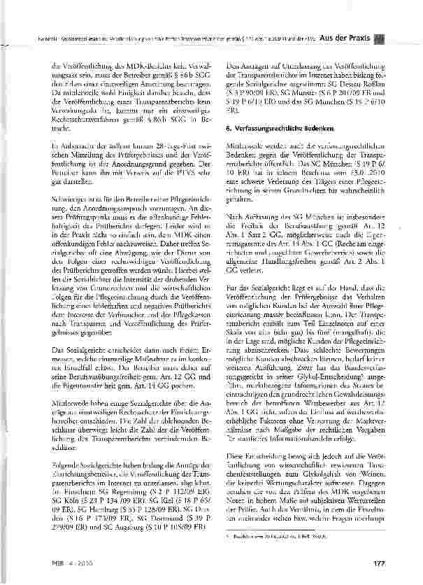 Vorschauseite 4: Rechtsmittel gegen die Veröffentlichung von fehlerhaften Transparenzberichten gemäß § 115 Abs. 1 a SGB XI und der PTVS