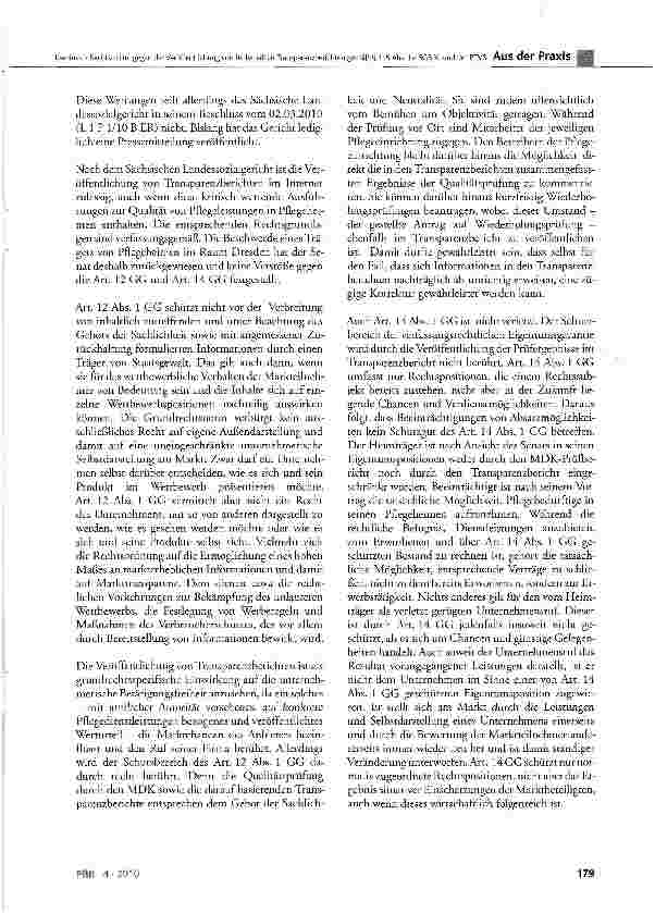 Vorschauseite 6: Rechtsmittel gegen die Veröffentlichung von fehlerhaften Transparenzberichten gemäß § 115 Abs. 1 a SGB XI und der PTVS