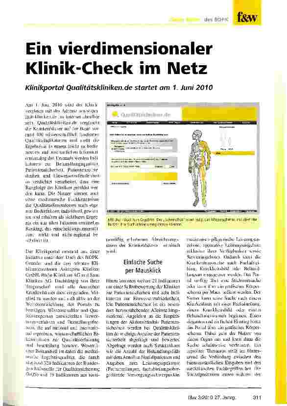 Vorschauseite 1: Ein vierdimensionaler Klinik-Check im Netz