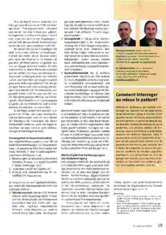 Vorschauseite 2: In Fokusgruppen drücken Patienten am besten aus, ob die Qualität stimmt