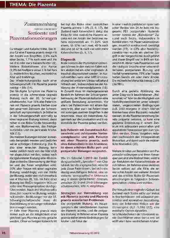 Vorschauseite 4: Zusammenhang zwischen zunehmender Sectiorate und Plazentationsstörungen