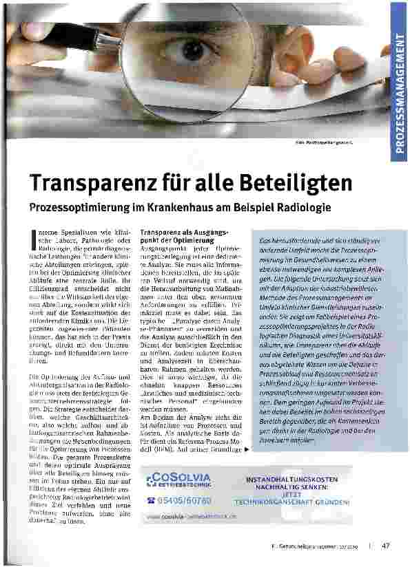 Vorschauseite 1: Transparenz für alle Beteiligten