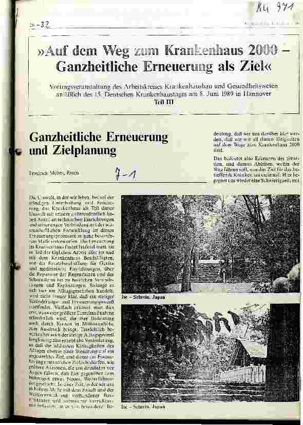 Vorschauseite 1: Auf dem Weg zum Krankenhaus 2000 - Ganzheitliche Erneuerung als Ziel Teil III - Ganzheitliche Erneuerung und Zielplanung