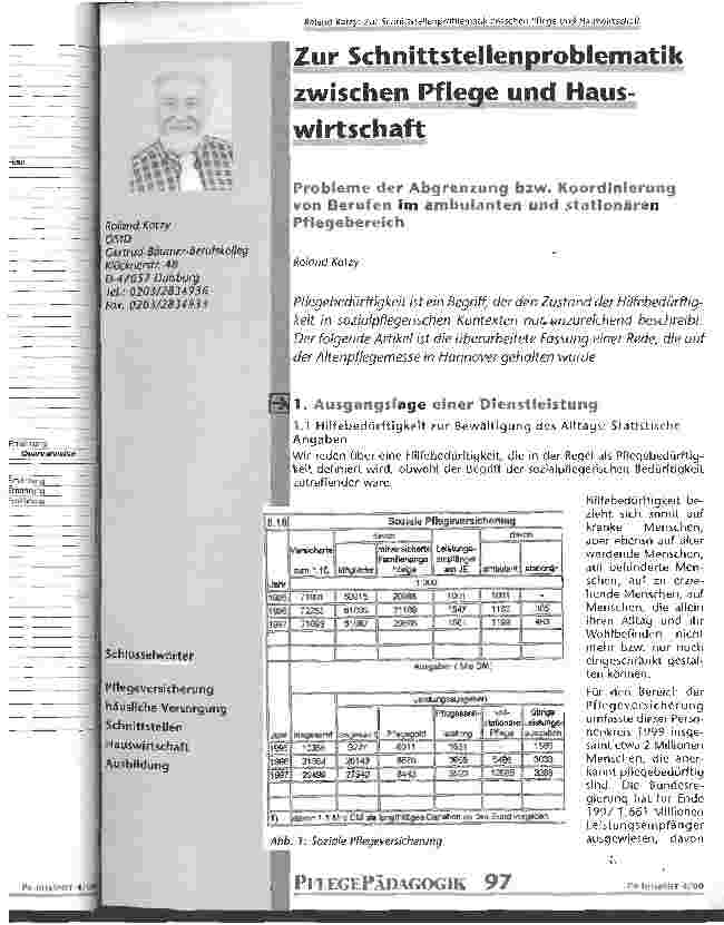 Vorschauseite 1: Zur Schnittstellenproblematik zwischen Pflege und Hauswirtschaft