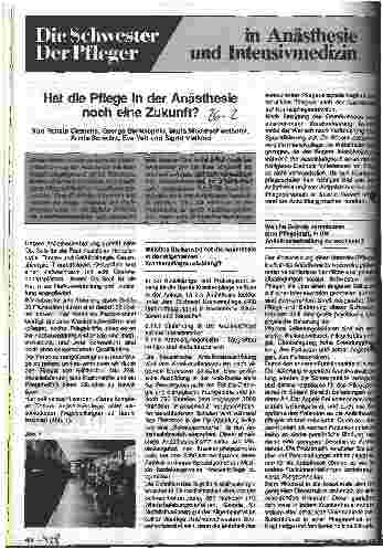 Vorschauseite 1: Hat die Pflege in der Anästhesie noch eine Zukunft?