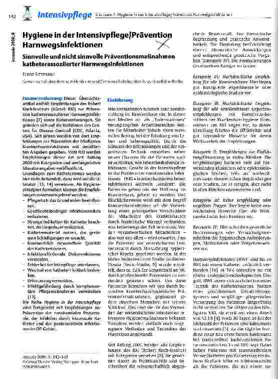 Vorschauseite 1: Hygiene in der Intensivpflege/Prävention Harnwegsinfektionen
