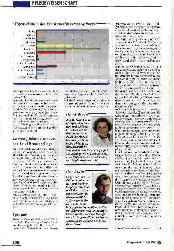 Vorschauseite 2: Das Ansehen des Krankenpflegeberufs bei Schulabgängern Ausschnitte einer Umfrage bei Schülern der 10. Klassen
